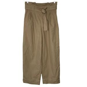 GANNI  HIGH- WAIST PAPERBAG WIDE LEG ‎ COTTON BLEND PANT SIZE L